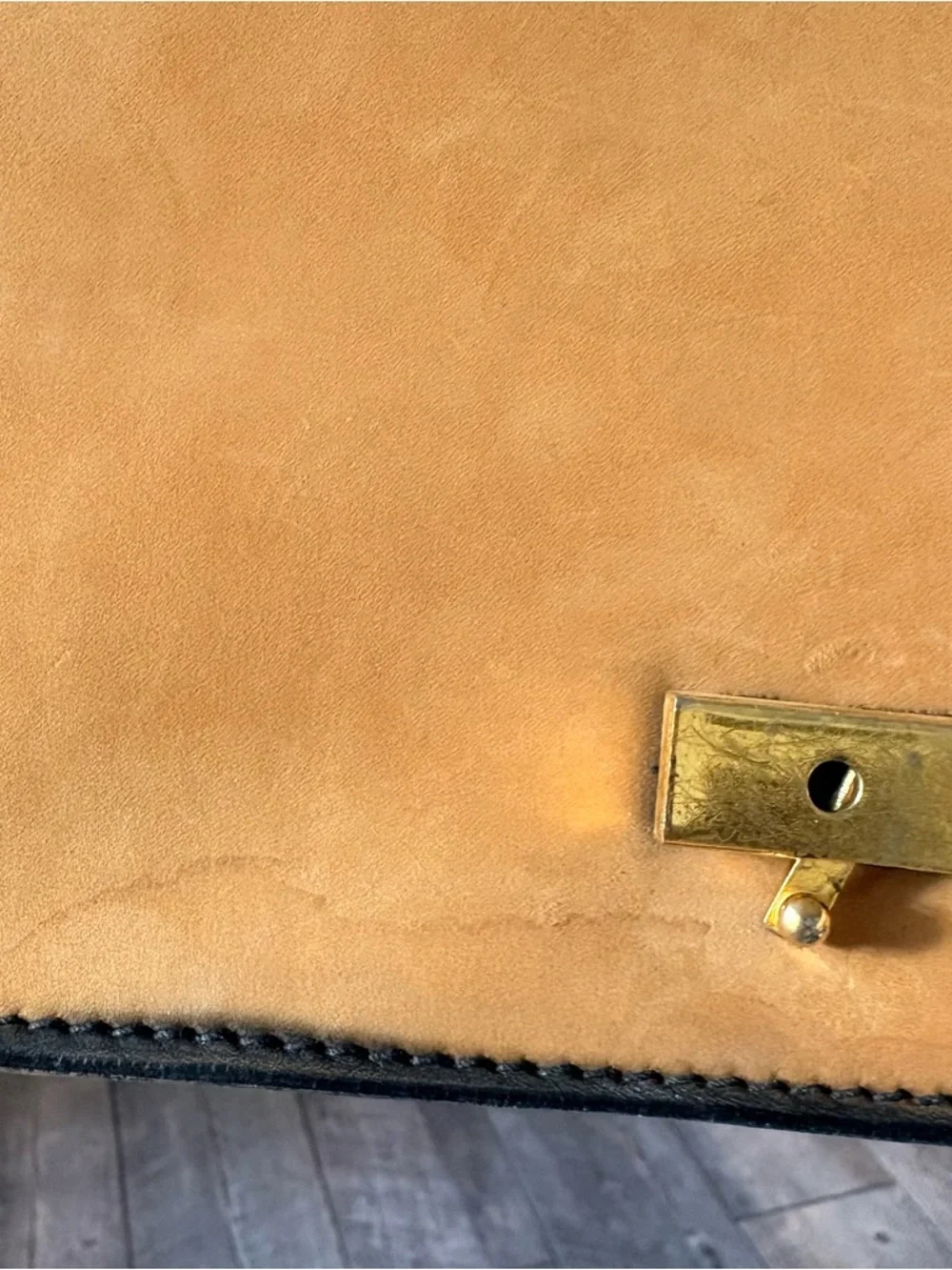 Vintage Tano Of Madrid Tan Accordion Top-Handle Leather Bag